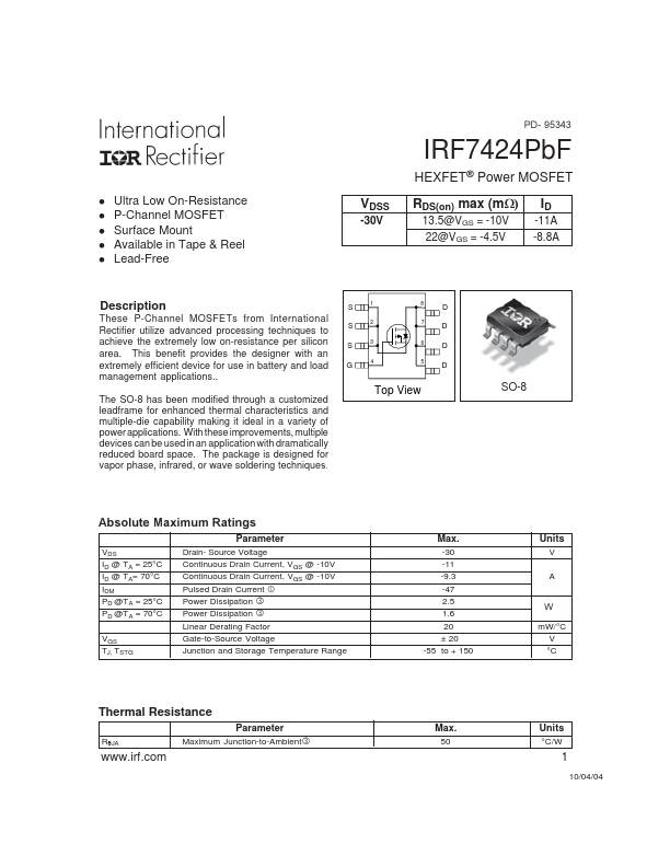 IRF7424PBF International Rectifier