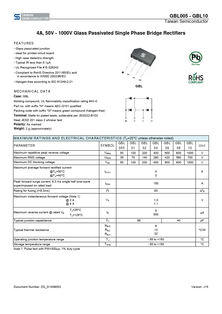 GBL10 Taiwan Semiconductor