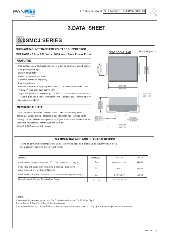 3.0SMCJ7.0C Pan Jit International Inc.