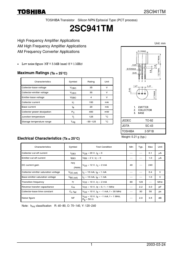 2SC941TM Toshiba Semiconductor