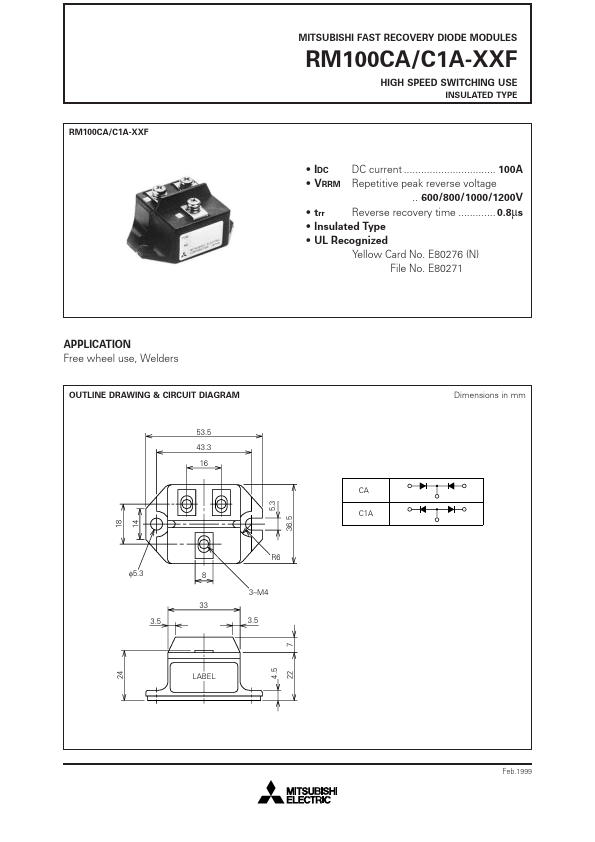 RM100CA-XXF Mitsubishi Electric Semiconductor
