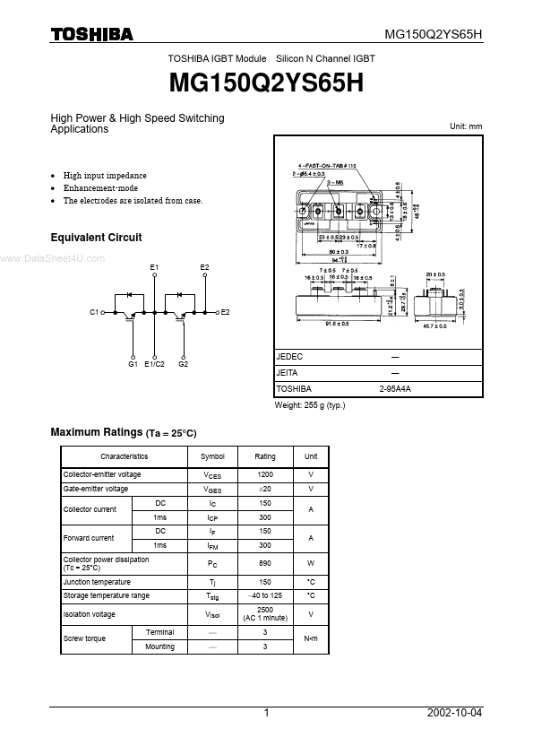 <?=MG150Q2YS65H?> डेटा पत्रक पीडीएफ