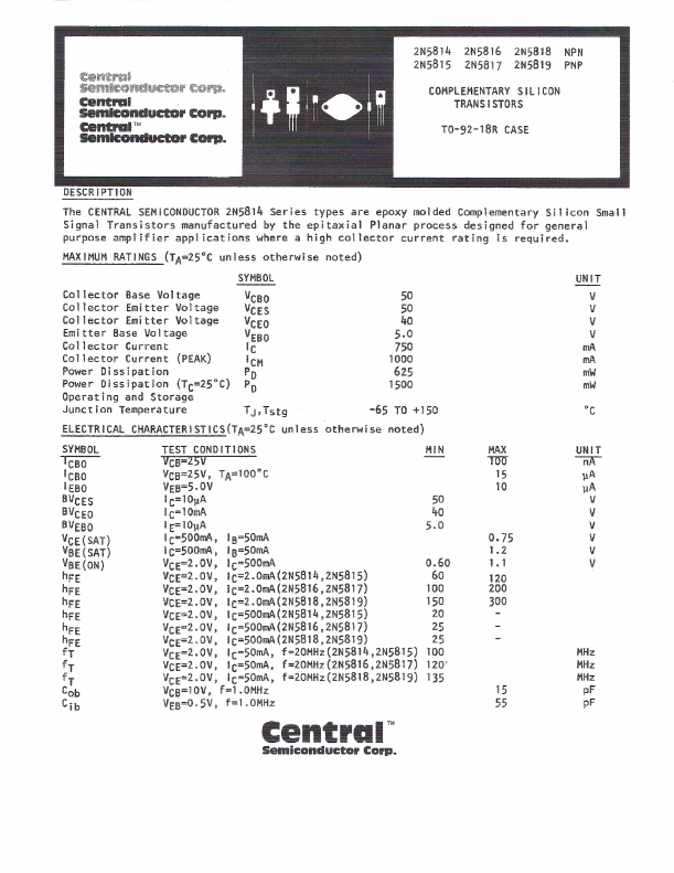 2N5816 Central Semiconductor