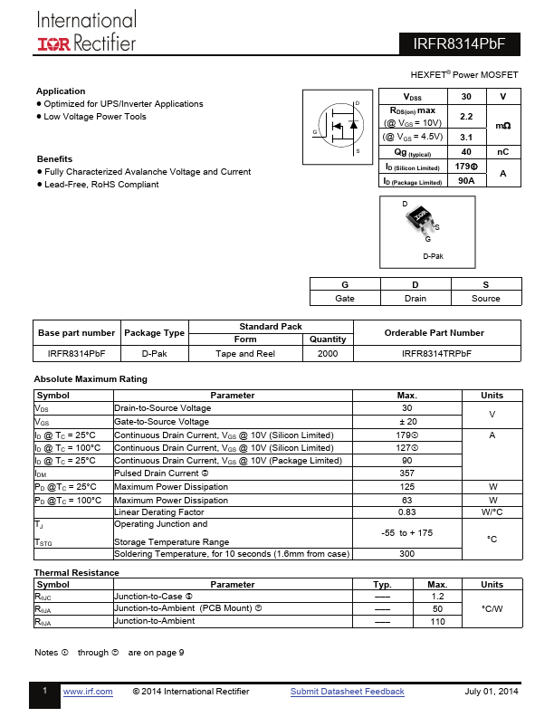 IRFR8314PbF