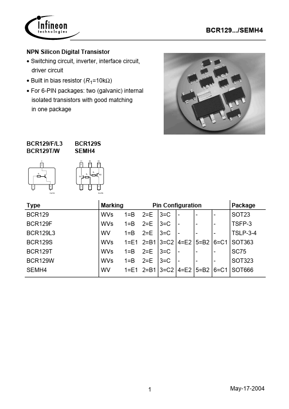 BCR129T Infineon Technologies AG