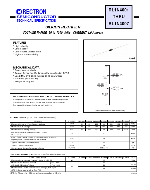 RL1N4001 Rectron Semiconductor