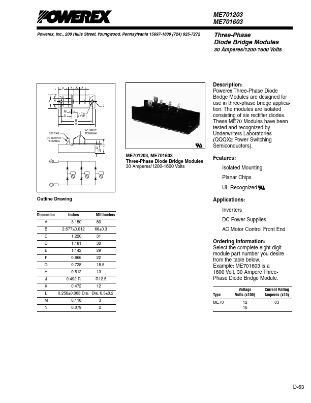 ME701603 Powerex Powers