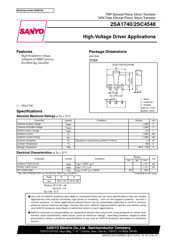 2SA1740 Sanyo Semicon Device