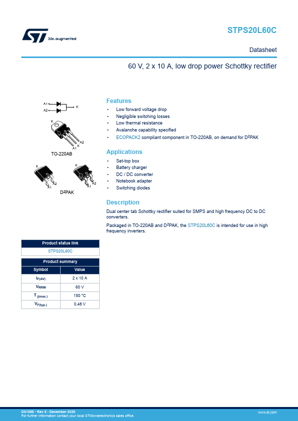 STPS20L60CT STMicroelectronics