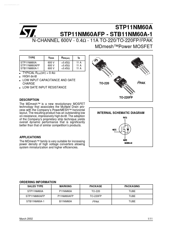 STP11NM60AFP ST Microelectronics