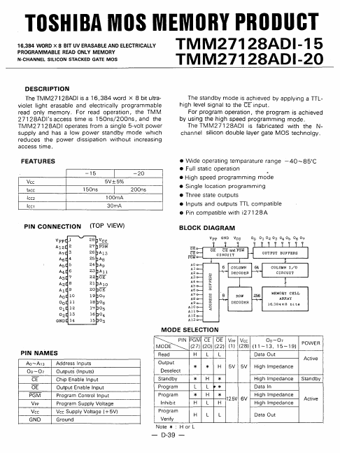 TMM27128ADI-20 Toshiba
