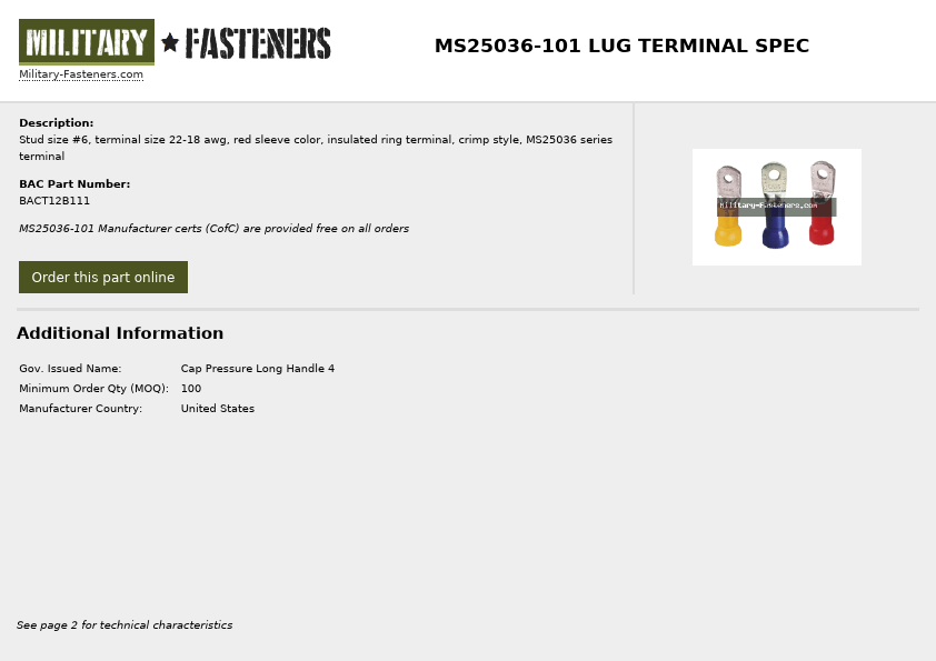 MS25036-101 Military-Fasteners
