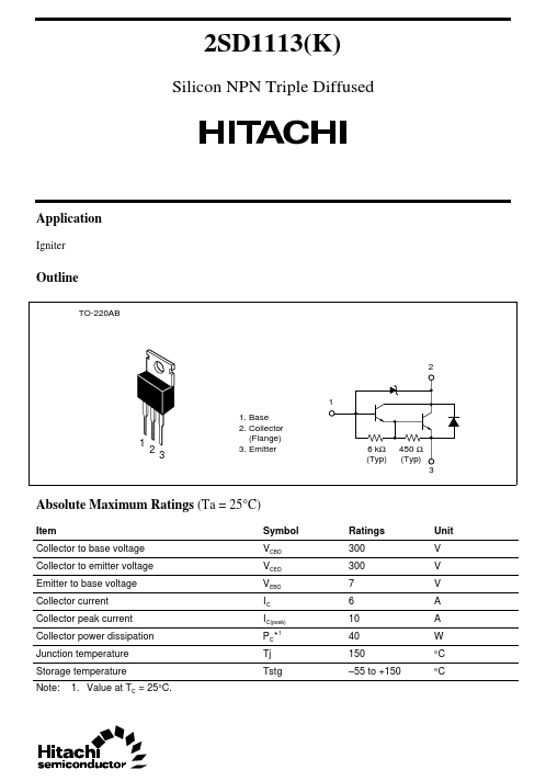 2SD1113K Hitachi Semiconductor