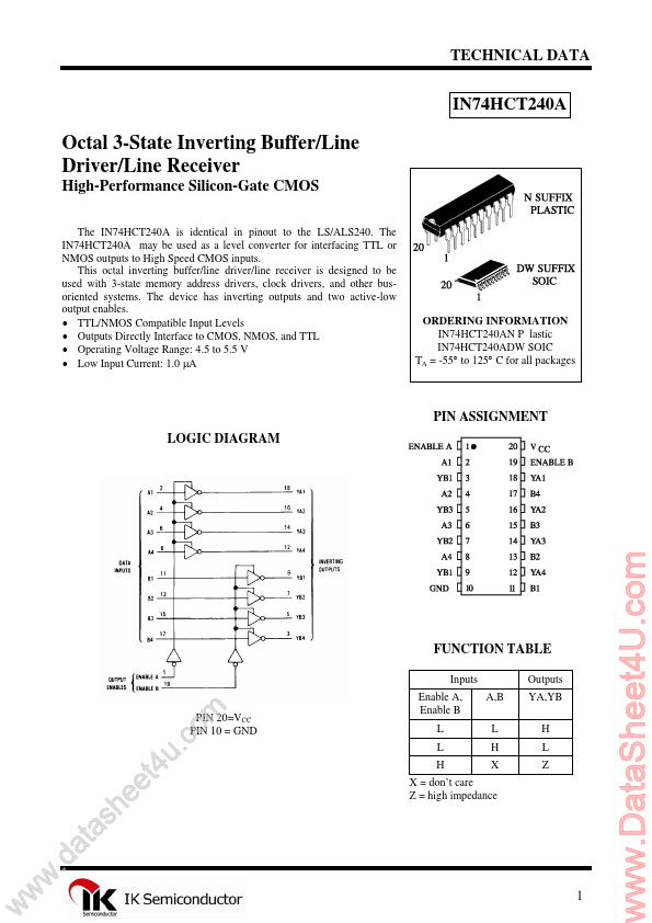 <?=IN74HCT240A?> डेटा पत्रक पीडीएफ