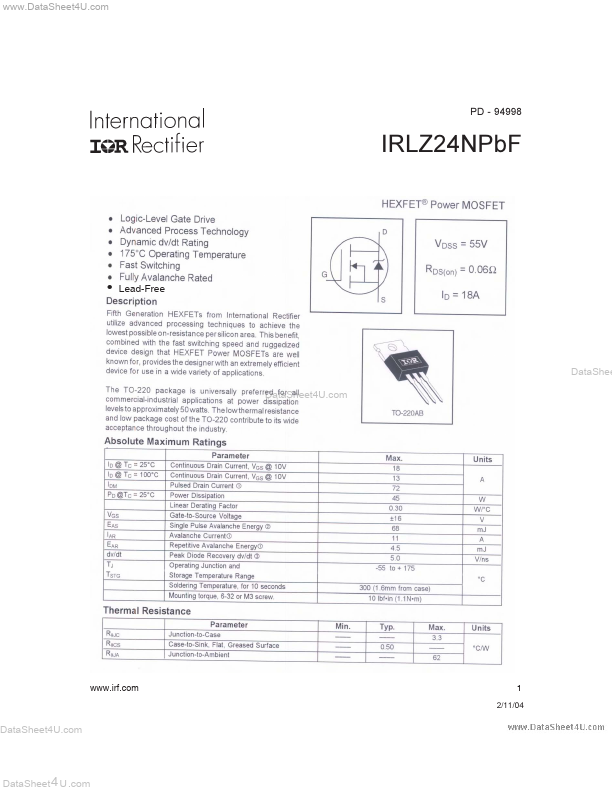 IRLZ24NPBF International Rectifier