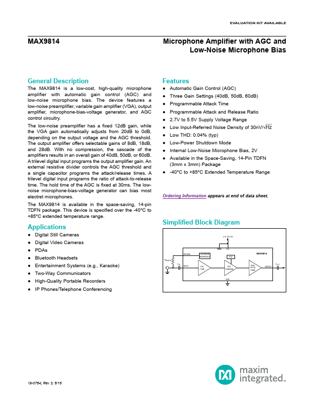 MAX9814 Maxim Integrated Products