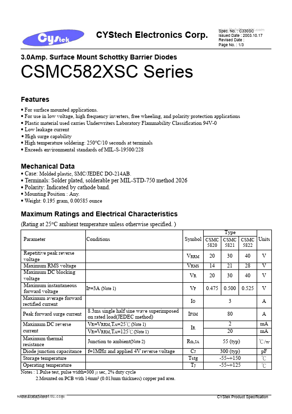 CSMC582XSC Cystech Electonics