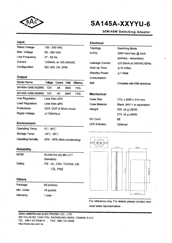 <?=SA145A-1240U-6?> डेटा पत्रक पीडीएफ