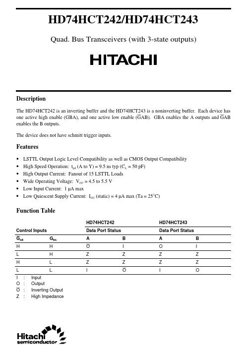 HD74HCT242 Hitachi Semiconductor