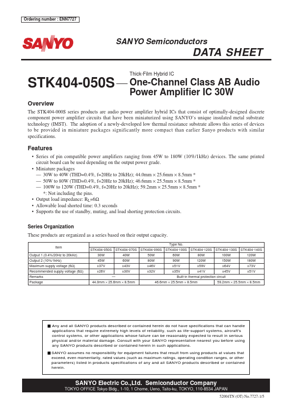 <?=STK404-050S?> डेटा पत्रक पीडीएफ