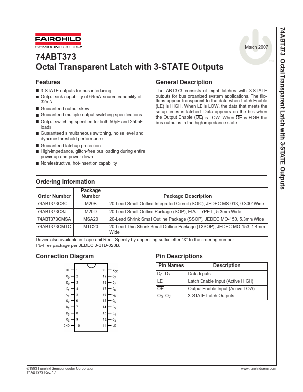 74ABT373 Fairchild Semiconductor