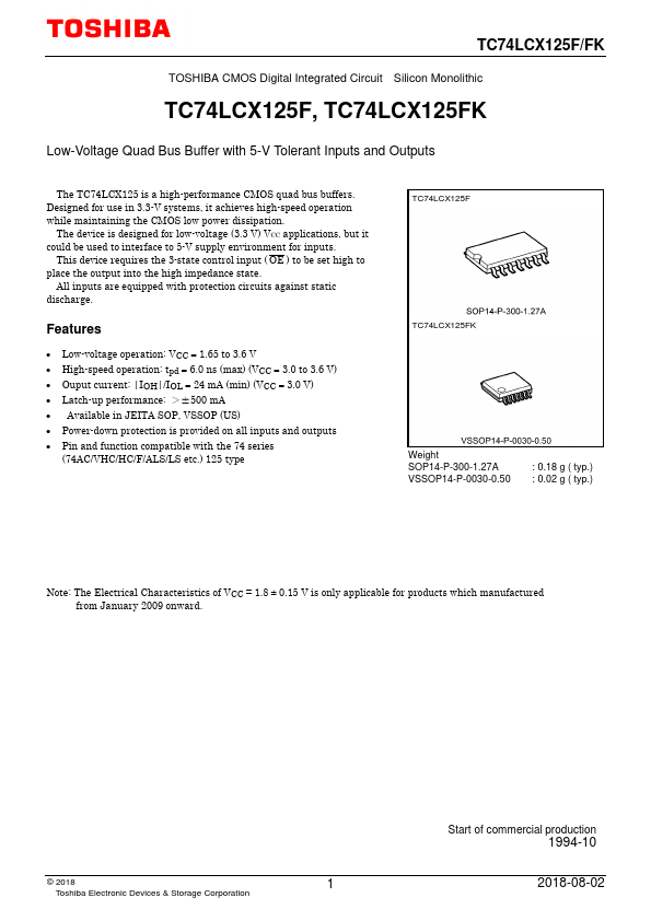 <?=TC74LCX125F?> डेटा पत्रक पीडीएफ