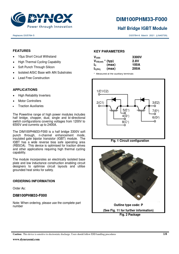 DIM100PHM33-F000 Dynex Semiconductor
