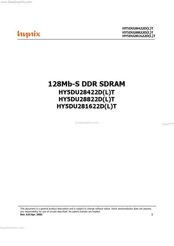 HY5DU281622LT Hynix Semiconductor