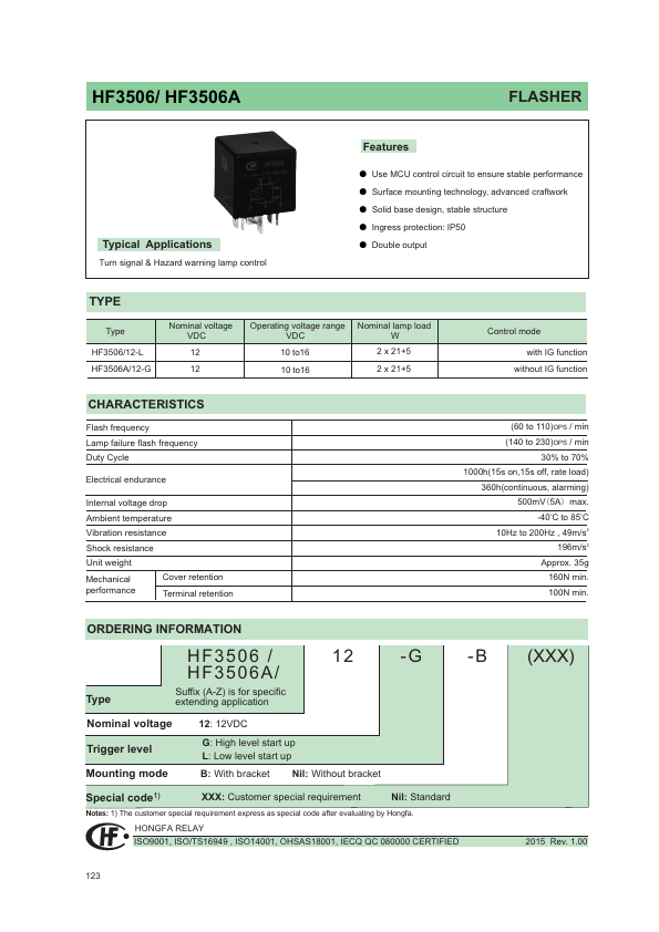 HF3506 Datasheet | Hongfa Technology - Datasheetspdf.com