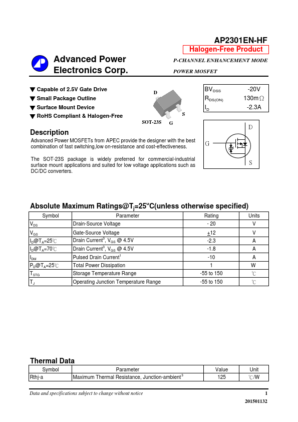 <?=AP2301EN-HF?> डेटा पत्रक पीडीएफ