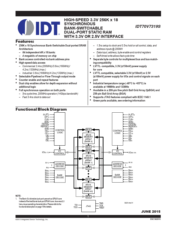 <?=IDT70V7319S?> डेटा पत्रक पीडीएफ