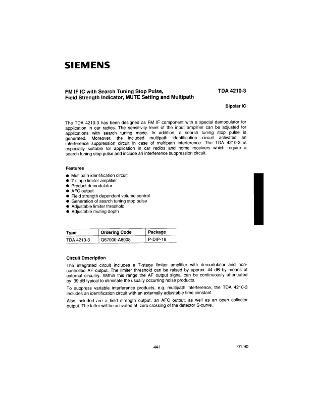 TDA4210-3 Siemens Semiconductor