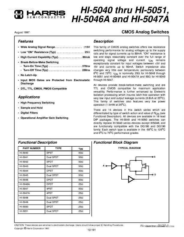 IH5042 Harris Semiconductor