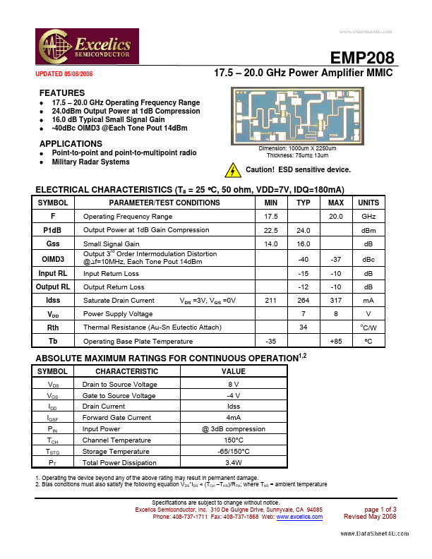 EMP208 Excelics Semiconductor