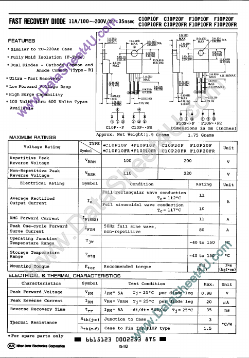 F10P10F Nihon Inter Electronics