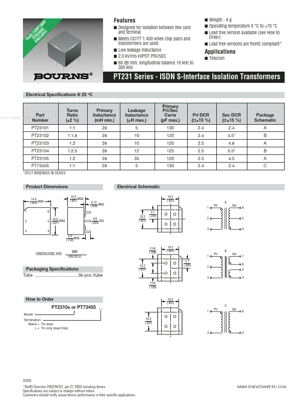 PT231 Bourns Electronic Solutions