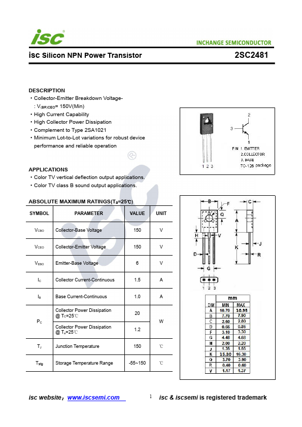 2SC2481 Inchange Semiconductor