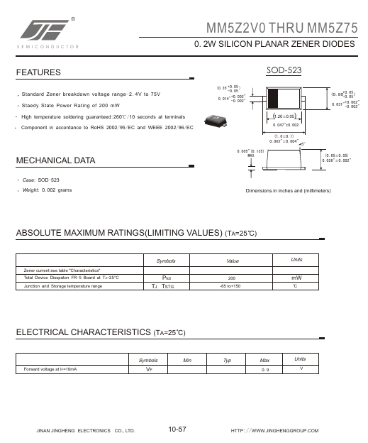 MM5Z75 JINAN JINGHENG ELECTRONICS