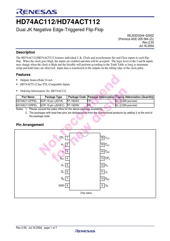 HD74ACT112 Renesas