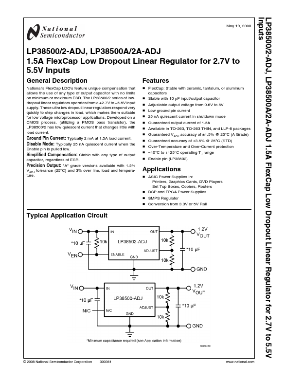 LP38500A-ADJ National Semiconductor