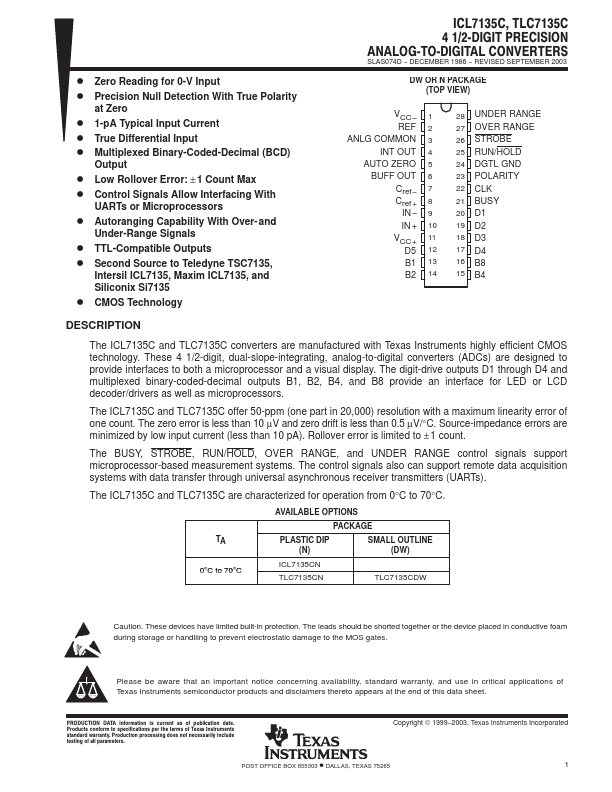 ICL7135CN Texas Instruments