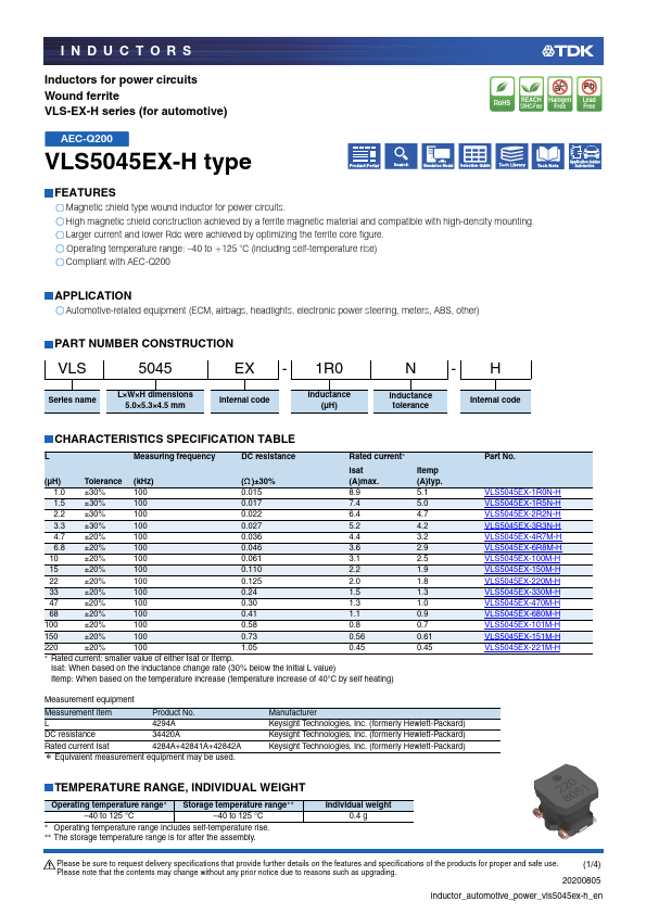 <?=VLS5045EX-4R7M-H?> डेटा पत्रक पीडीएफ