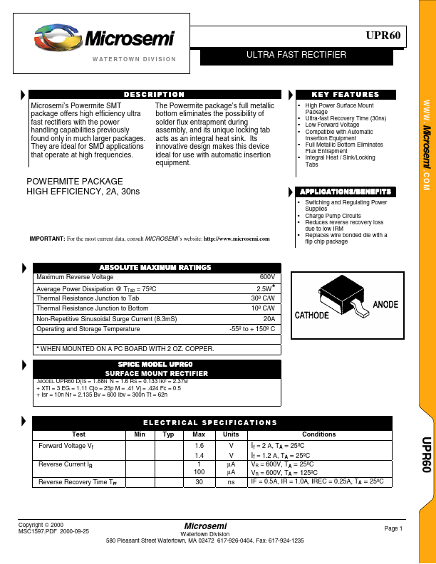 UPR60 Microsemi Corporation