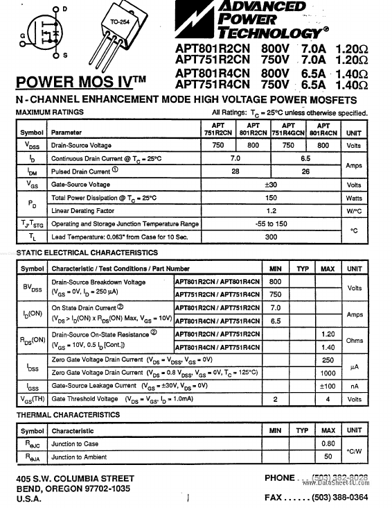 <?=APT801R2CN?> डेटा पत्रक पीडीएफ