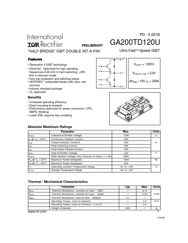 <?=GA200TD120U?> डेटा पत्रक पीडीएफ