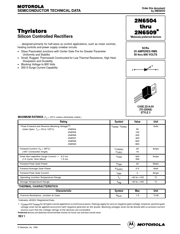 2N6507 Motorola