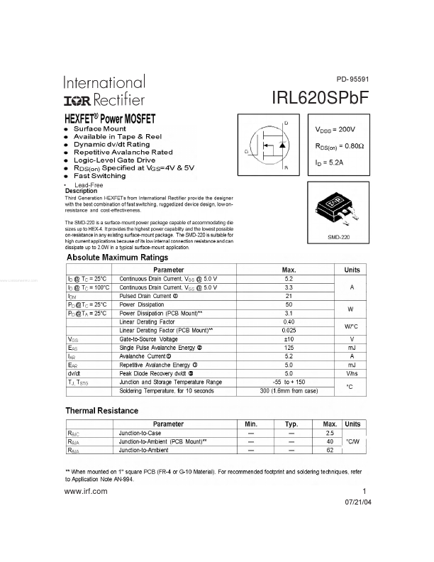 IRL620SPBF International Rectifier