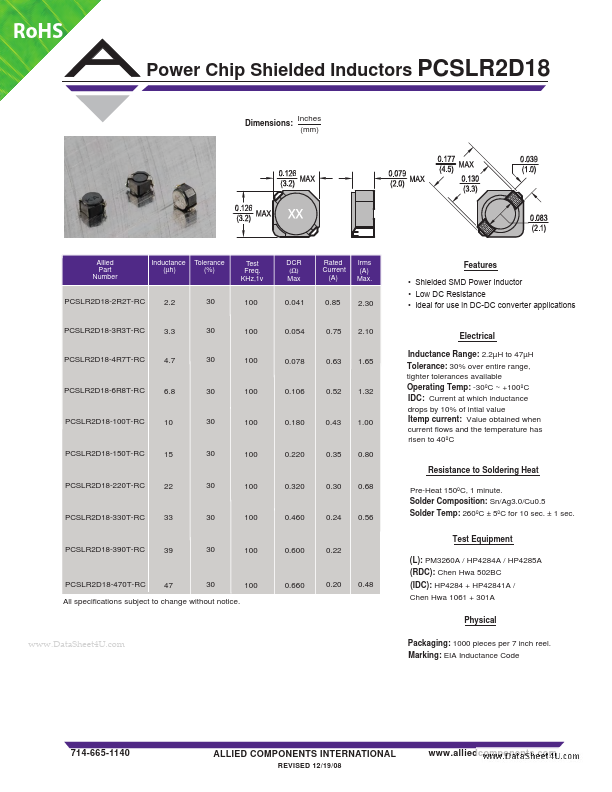 <?=PCSLR2D18?> डेटा पत्रक पीडीएफ