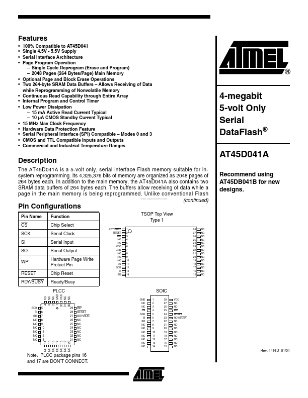 <?=AT45D041A?> डेटा पत्रक पीडीएफ