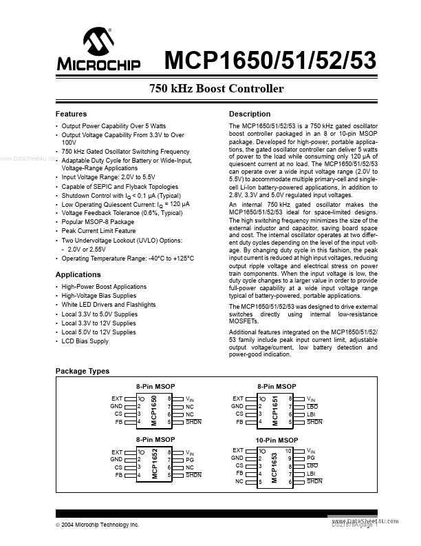 <?=MCP1651?> डेटा पत्रक पीडीएफ